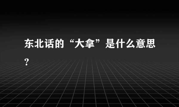 东北话的“大拿”是什么意思？