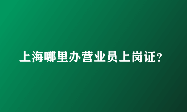 上海哪里办营业员上岗证？