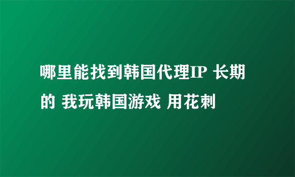 哪里能找到韩国代理IP 长期的 我玩韩国游戏 用花刺