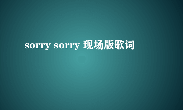 sorry sorry 现场版歌词