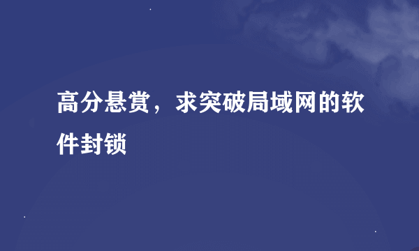 高分悬赏，求突破局域网的软件封锁