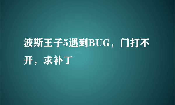 波斯王子5遇到BUG，门打不开，求补丁