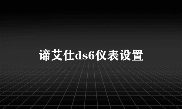 谛艾仕ds6仪表设置