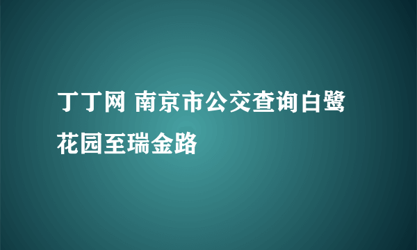 丁丁网 南京市公交查询白鹭花园至瑞金路