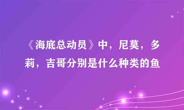 《海底总动员》中，尼莫，多莉，吉哥分别是什么种类的鱼