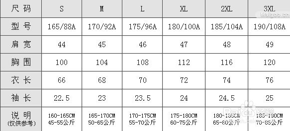 凡客T恤尺码