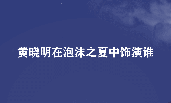 黄晓明在泡沫之夏中饰演谁