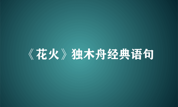 《花火》独木舟经典语句