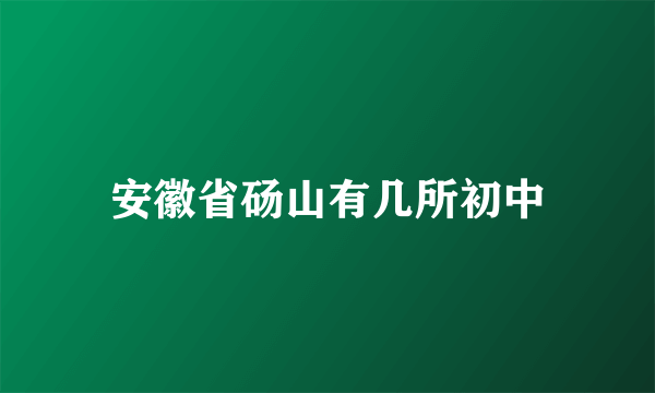 安徽省砀山有几所初中