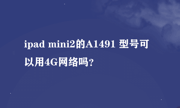 ipad mini2的A1491 型号可以用4G网络吗？