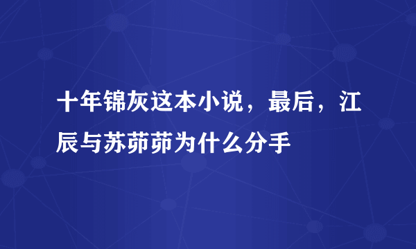 十年锦灰这本小说，最后，江辰与苏茆茆为什么分手