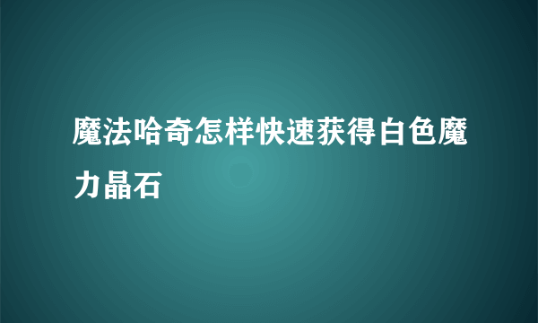 魔法哈奇怎样快速获得白色魔力晶石