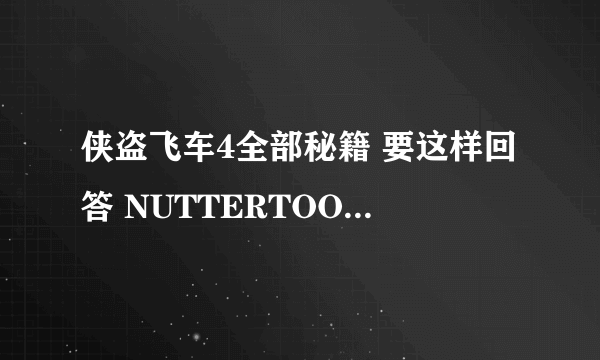 侠盗飞车4全部秘籍 要这样回答 NUTTERTOOLS变态武器 ?????????????什么什么