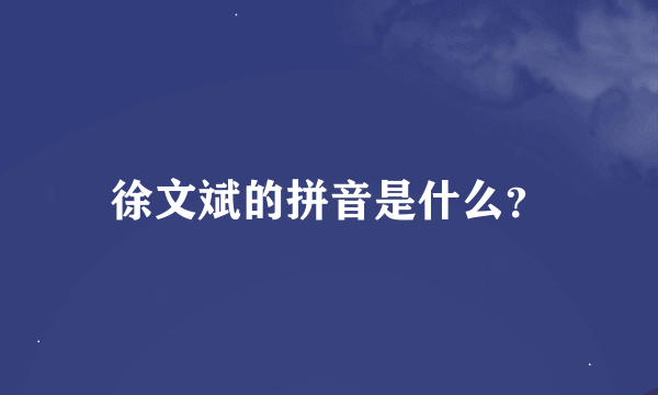 徐文斌的拼音是什么？