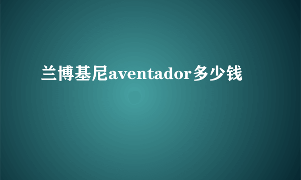 兰博基尼aventador多少钱