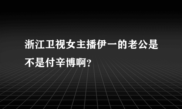 浙江卫视女主播伊一的老公是不是付辛博啊？