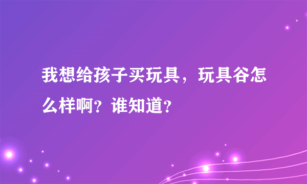 我想给孩子买玩具，玩具谷怎么样啊？谁知道？