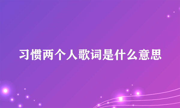 习惯两个人歌词是什么意思