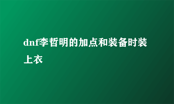 dnf李哲明的加点和装备时装上衣