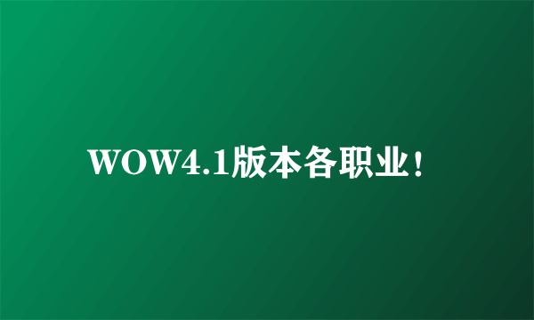 WOW4.1版本各职业！