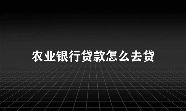 农业银行贷款怎么去贷