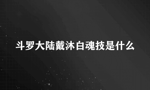 斗罗大陆戴沐白魂技是什么