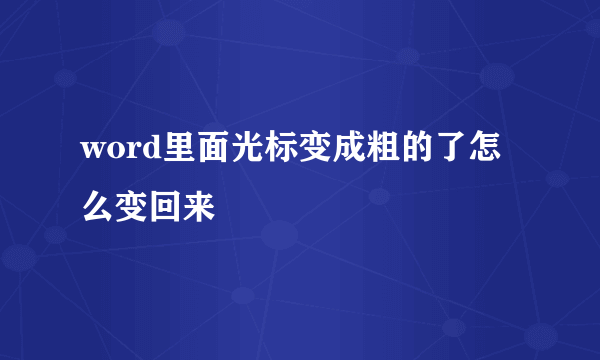 word里面光标变成粗的了怎么变回来