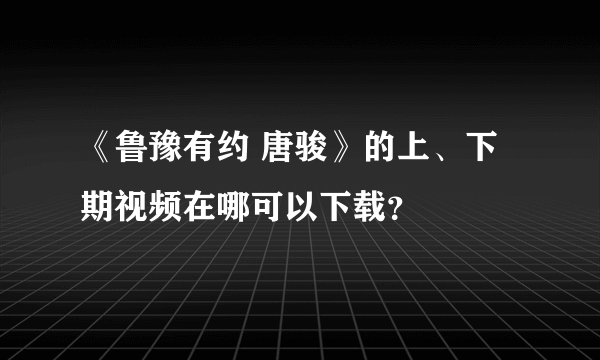 《鲁豫有约 唐骏》的上、下期视频在哪可以下载？