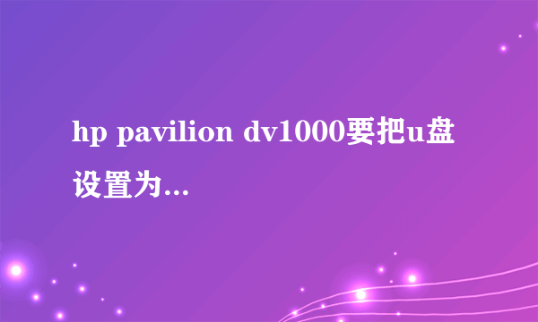 hp pavilion dv1000要把u盘设置为第一启动顺序如何操作?越详细越好,因为我是菜鸟!