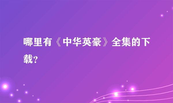 哪里有《中华英豪》全集的下载？