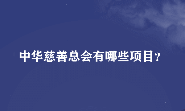 中华慈善总会有哪些项目？