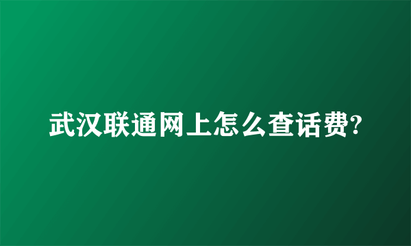 武汉联通网上怎么查话费?