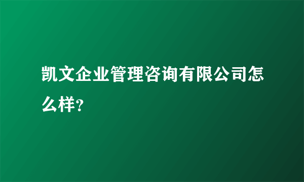 凯文企业管理咨询有限公司怎么样？