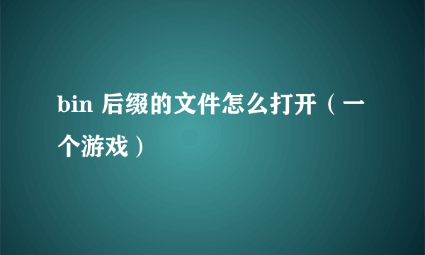 bin 后缀的文件怎么打开（一个游戏）