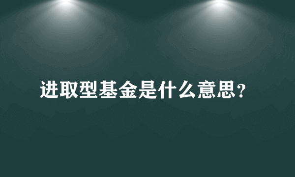 进取型基金是什么意思？