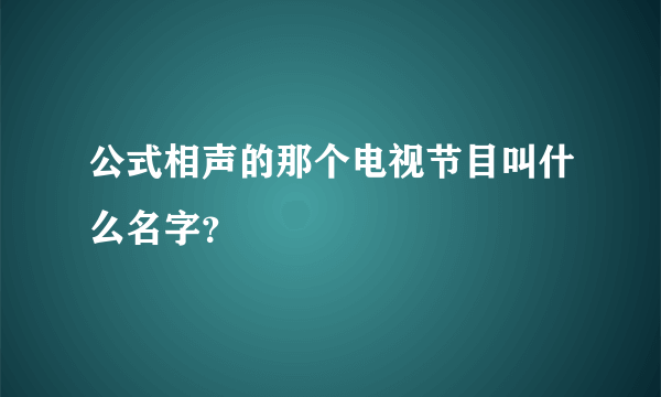 公式相声的那个电视节目叫什么名字？