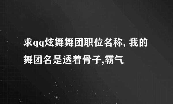 求qq炫舞舞团职位名称, 我的舞团名是透着骨子,霸气