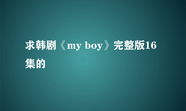 求韩剧《my boy》完整版16集的