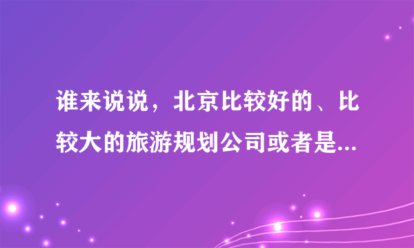 谁来说说，北京比较好的、比较大的旅游规划公司或者是城市规划公司