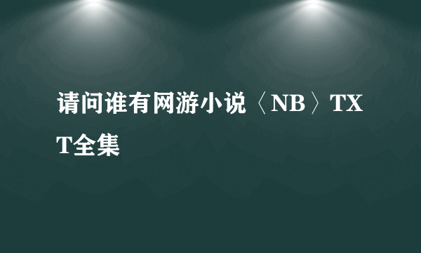 请问谁有网游小说〈NB〉TXT全集