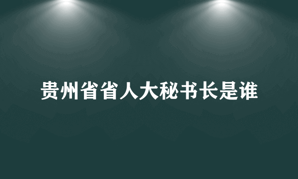 贵州省省人大秘书长是谁