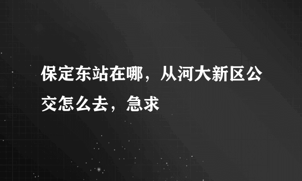 保定东站在哪，从河大新区公交怎么去，急求