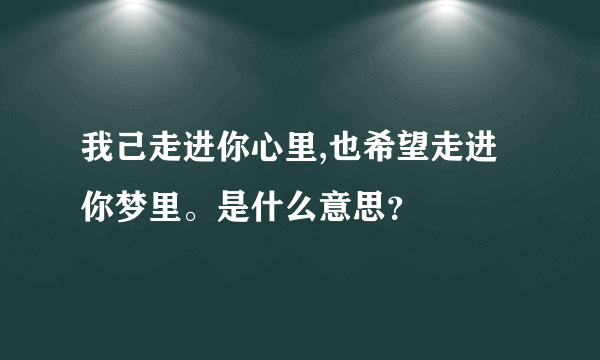 我己走进你心里,也希望走进你梦里。是什么意思？