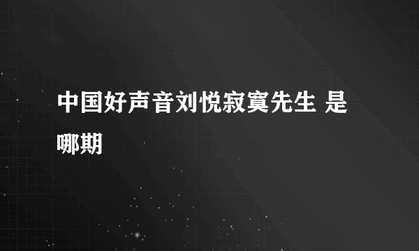 中国好声音刘悦寂寞先生 是哪期