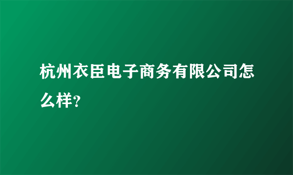 杭州衣臣电子商务有限公司怎么样？