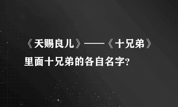 《天赐良儿》——《十兄弟》里面十兄弟的各自名字？