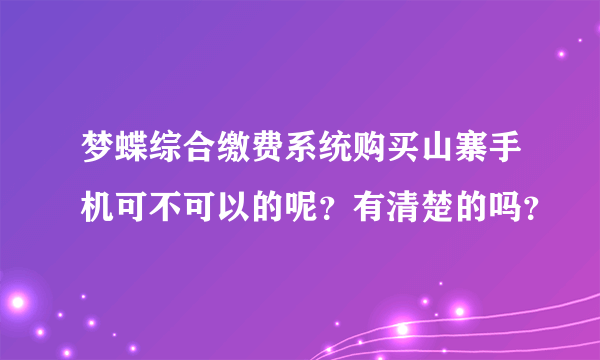 梦蝶综合缴费系统购买山寨手机可不可以的呢？有清楚的吗？