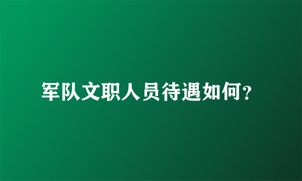 军队文职人员待遇如何？