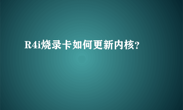 R4i烧录卡如何更新内核？