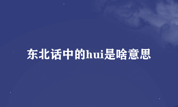 东北话中的hui是啥意思